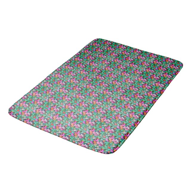 Grey Parrot Jungle Dreams Seamless Surface Pattern Bath Mat (Angled)