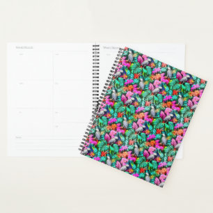 Grey Parrot Jungle Dreams Seamless Surface Pattern Planner