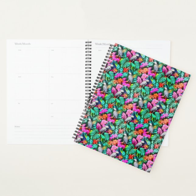 Grey Parrot Jungle Dreams Seamless Surface Pattern Planner (Display)