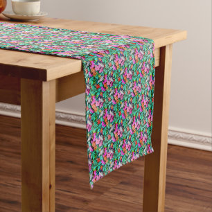 Grey Parrot Jungle Dreams Seamless Surface Pattern Short Table Runner