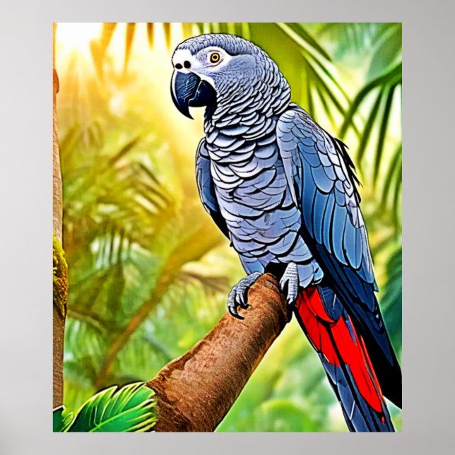 Grey Parrot Perch Poster (Front)