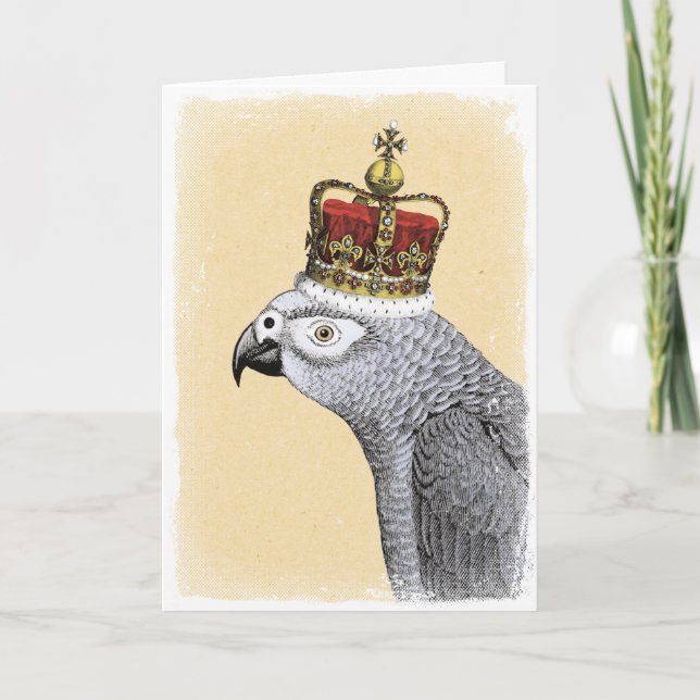 Grey Parrot with Royal Crown Card (Front)