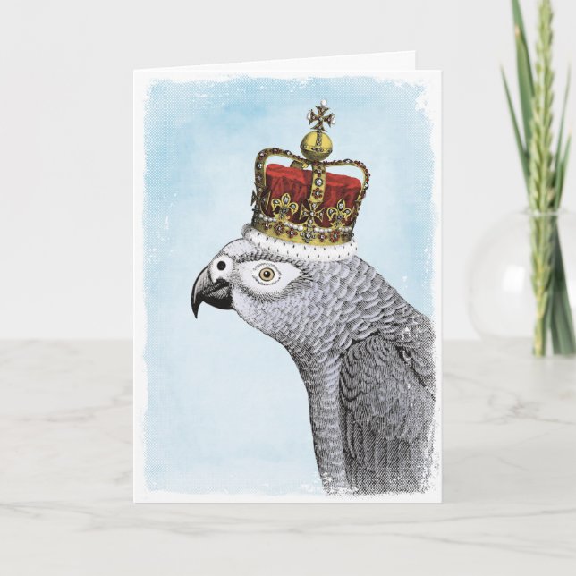 Grey Parrot with Royal Crown Card (Front)