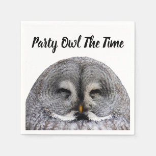 Grey Party Owl Napkin
