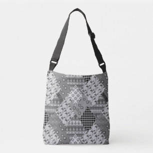Grey Patchwork Patchwork Pattern Crossbody Bag
