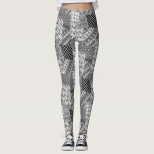 Grey Patchwork Patchwork Pattern  Leggings