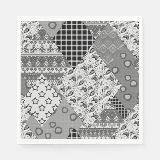 Grey Patchwork Patchwork Pattern  Napkin (Front)