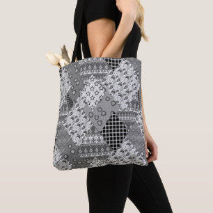 Grey Patchwork Patchwork Pattern  Tote Bag