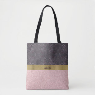 Grey Pattern and Pink Tote Bag