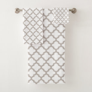 Grey Pattern Bath Towels Set Gift