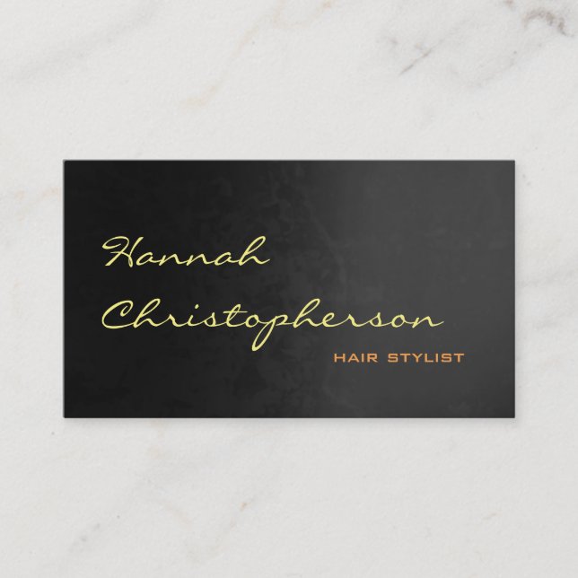 Grey Pattern Chic Handwriting Hair Stylist Business Card (Front)