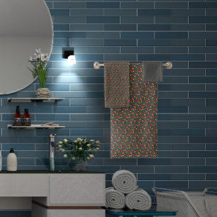 Grey Pattern  mini wildflower  Bath Towel Set