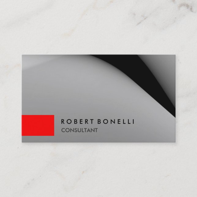 Grey Pattern Red Stripe Consultant Business Card (Front)