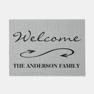 Grey Patterned Arrow Art Personalised Door Mat