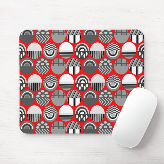 Grey Patterned Ovals  Mouse Pad (With Mouse)