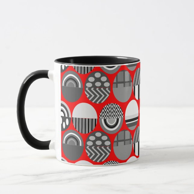 Grey Patterned Ovals  Mug (Left)