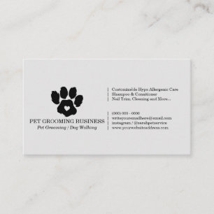 Grey Paw Minimalist Pet Branding Mobile Groomer Business Card
