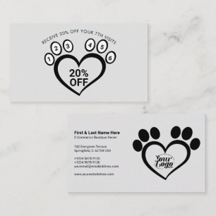 Grey Paw Pet Grooming Vet Loyalty Business Card