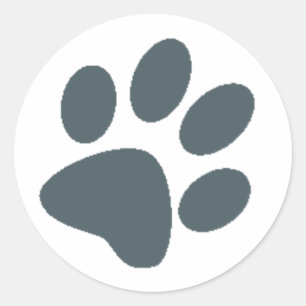Grey Paw Print Classic Round Sticker