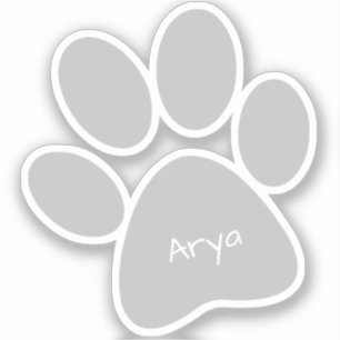 Grey Paw Print Design Contour Sticker