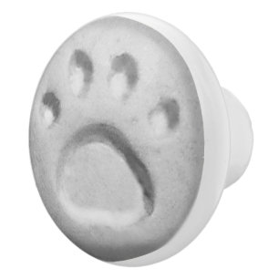 Grey Paw Print Dot Ceramic Knob