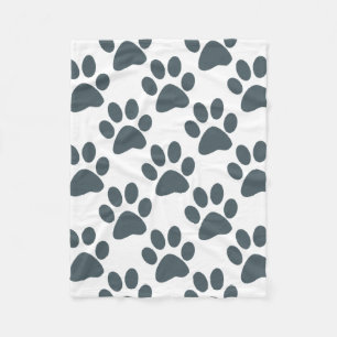 Grey Paw Print Fleece Blanket