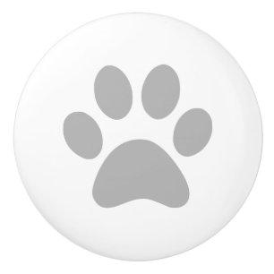 Grey Paw Print pawprint Ceramic Knob