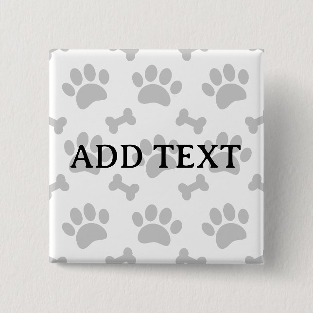 Grey Paws And Bones Pattern 15 Cm Square Badge (Front)