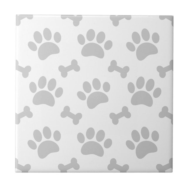 Grey Paws And Bones Pattern Tile (Front)