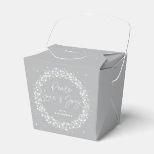 Grey Peace Love+Joy Christmas Sparkling Lights Favour Box