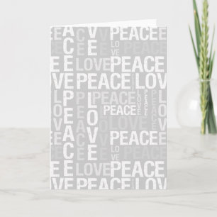Grey Peace Love Typography Holiday Card