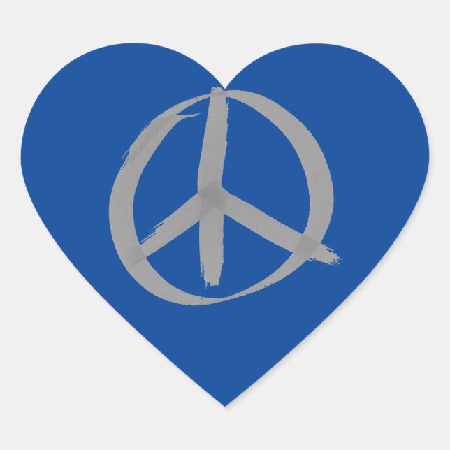 Grey Peace Sign Heart Sticker (Front)