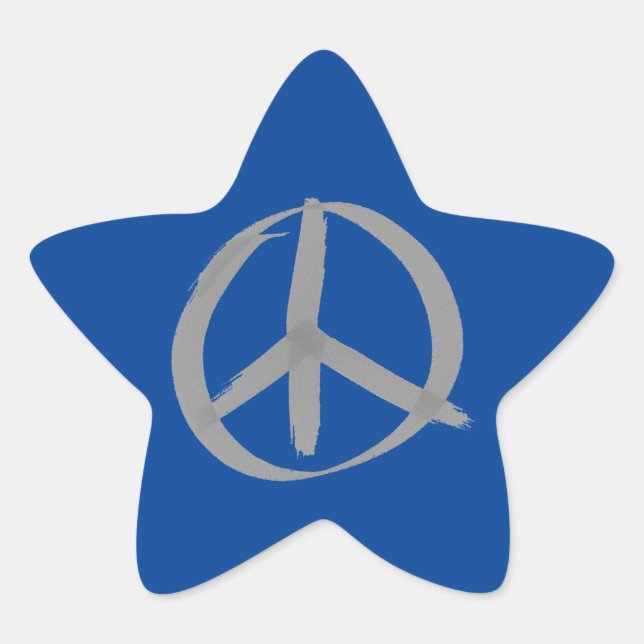 Grey Peace Sign Star Sticker (Front)