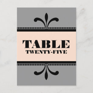 Grey/Peach Fancy Art Deco Table Number Postcard