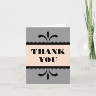 Grey/Peach Fancy Art Deco Thank You Card