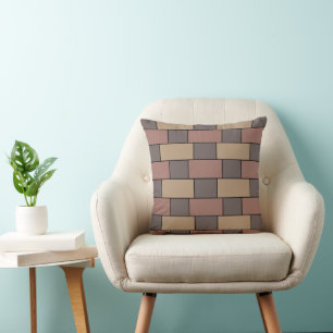 Grey Peach Pink Brick Wall Cushion
