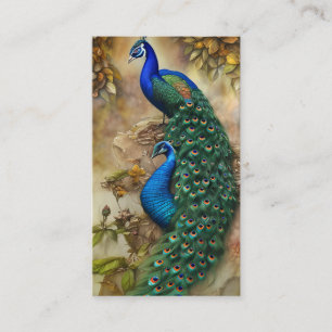 Grey Peacock Art Watercolor Painting Calling Card