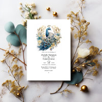 Grey, Peacock Blue and Gold Floral Winter Wedding