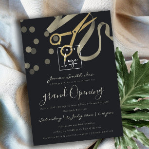 GREY PEARL SILVER RIBBON CUTTING GRAND OPENING INVITATION