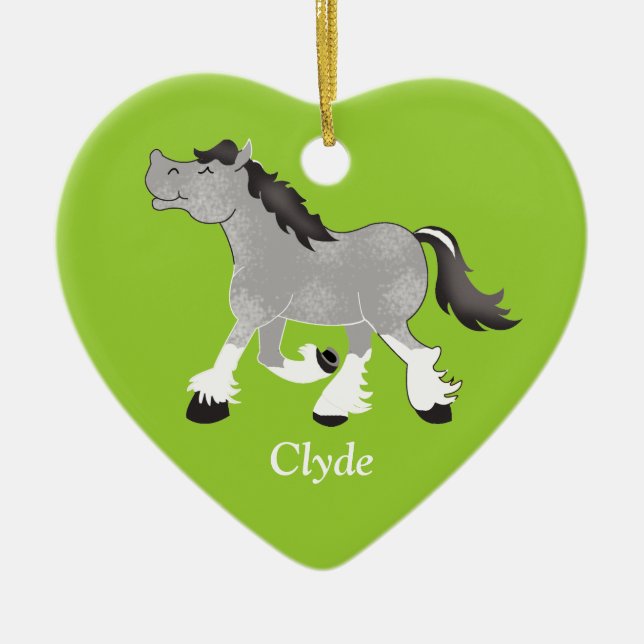 Grey Percheron Draught Horse Custom Ornament (Front)