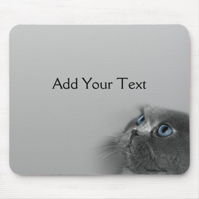 Grey Persian Cat with Blue Eyes on Grey Mouse Pad (Front)
