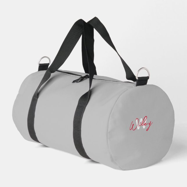 Grey Personalised Duffle Bag (Left Corner)