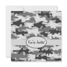 Grey Pewter Camo Camouflage Party Event Square