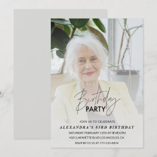 Grey Photo 83rd birthday party invitation
