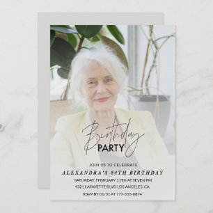 Grey Photo 84th birthday party invitation