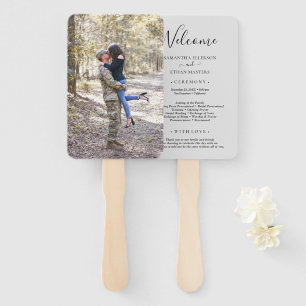 Grey Photo Classic Custom Wedding Program Hand Fan