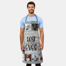 Grey photo collage fathers day dad gift Apron