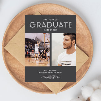 Grey Photo High School Graduation Announcement