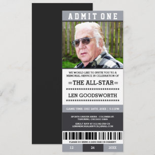 Grey Photo Memorial Service Ticket Invite