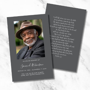 Grey Photo Sympathy Funeral Memorial Card